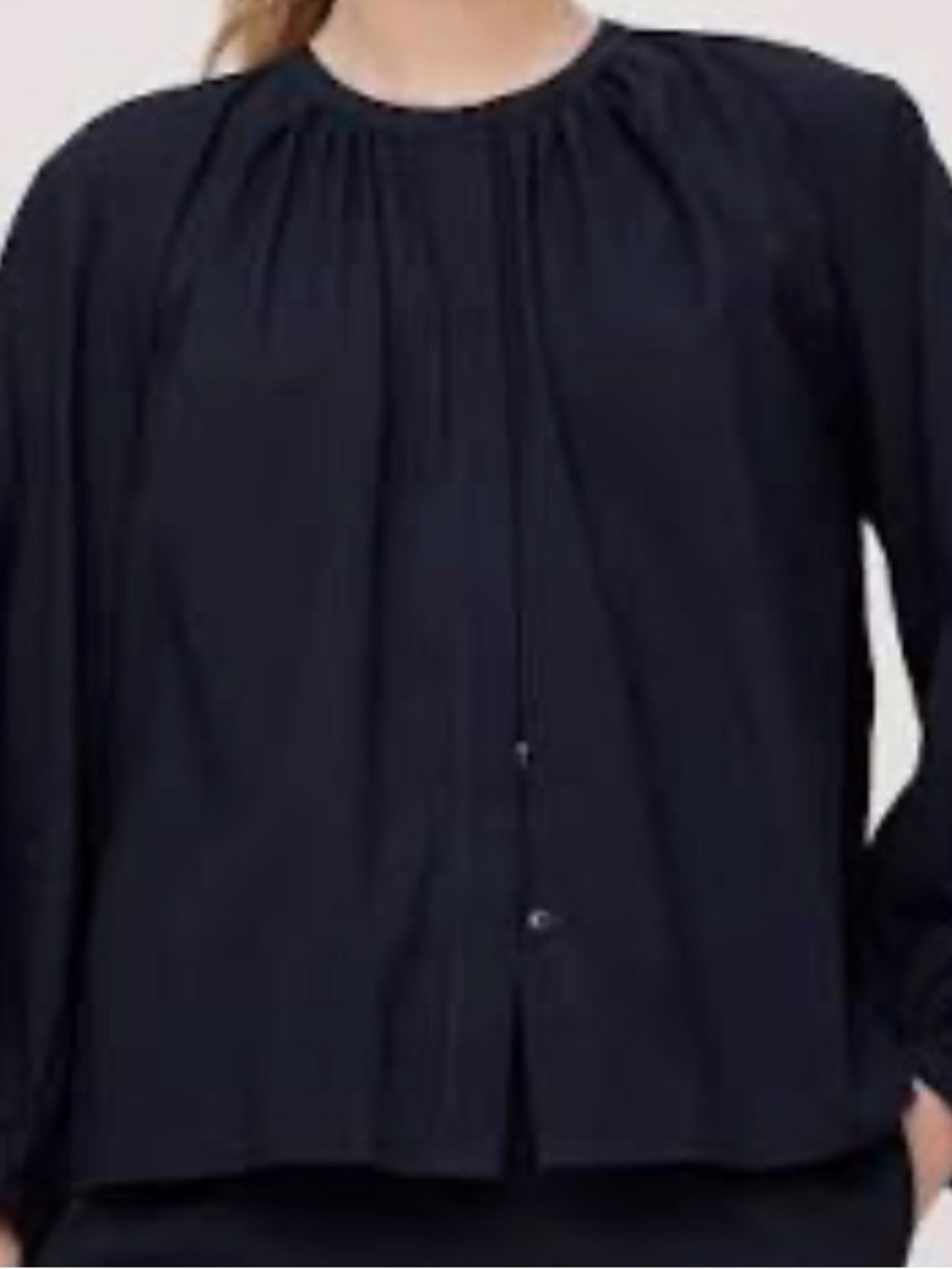 Banana Republic Black Gathered Yoke Button-Front cotton Blouse